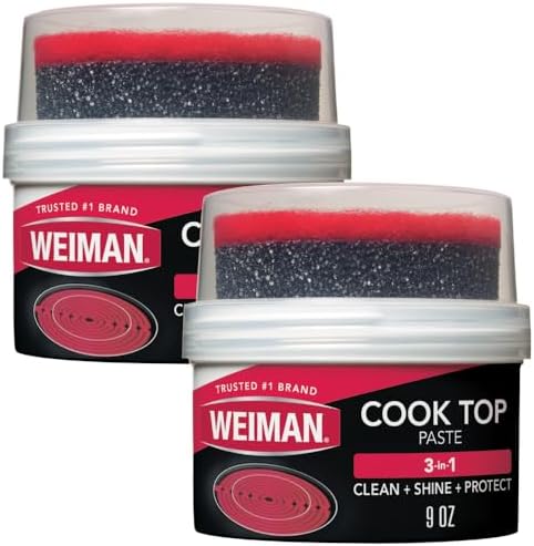 Weiman Cooktop Cleaner Paste, Easily Remove Burned-On Food, Grease and Watermarks, Leaving Your Glass Cook Top Sparkling by Weiman