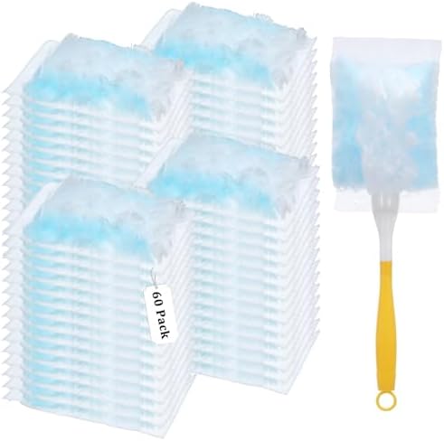 60 PCS 180° Duster Refills Compatible with Dusters 180 Handle Dusters, Heavy Duty Multi-Surface Duster Replacement with 1 Extra Handle, Unscented by Unknown