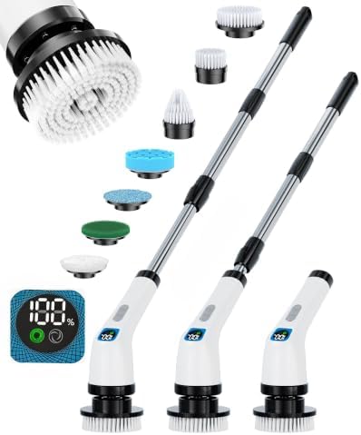 Electric Spin Scrubber with Long Handle | Shower Cleaner Brush for Bathroom by ALPONO