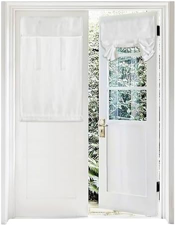 RYB HOME Short White Faux Linen Blended Window Curtains for Bedroom - Light Filtering Small Window Draperies Privacy for Kitchen Dining Home,1 Panel, 26W x 40L inches, Pure White by RYBHOME