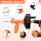 Drain Snake, Auto Feed Plumbing Snake with Drill Adaptor, 25 Feet Drain Auger Tool Set Included Drain Clog Remover, Hair Clog Remover ＆ Cleaning Brush for Kitchen, Bathroom and Shower Sink with Gloves - Image 5