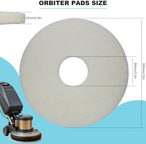 12" Cleaning Orbiter Pads - Commercial Floor Buffer Pads for Hardwood Floor Maintenance, Scrubbing, Polishing & Stripping - Compatible with Orbiter Machines(White) - Image 2