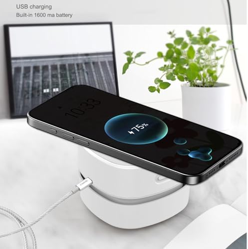 ODISTAR Desk Vacuum Cleaner with Wireless Charger, Mini Table dust Sweeper Energy Saving,Endurance up to 400 mins, Cordless&360º Rotatable for Keyboard/Home/School/Office (White Wireless Charger) - Image 2
