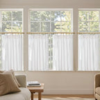 jinchan Pinch Pleated Linen Back Tab Tier Curtains, 26x36, White - Image 3