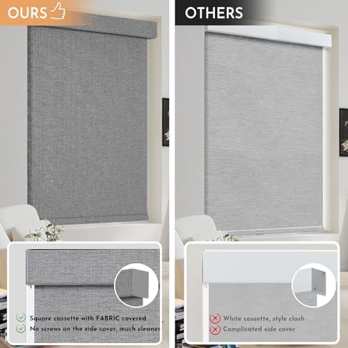 Persilux Blackout Roller Shades for Window Blinds,Cordless,Linen Fabric,Thermal Insulated Fabric UV Protection Shades for Home,Office,Bedroom,Door,Blackout-Grey,27" W X 72" H - Image 4