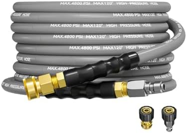 3/8" 4800PSI Pressure Washer Hose 25FT Swivel Quick Connect by TechSweeppro