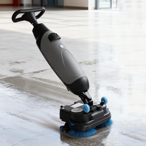 Commercial Floor Scrubber Machine, 17" Walk-Behind with 360° Rotating Brush, Dual Brushes & Pads, 12916 sqft/h Buffer Polisher for Wood Flooring, Ceramic Tiles () by Unknown