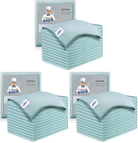 MR.SIGA Ultra Fine Microfiber Cloths for Glass, Pack of 36, 35 x 40cm 13.7" x 15.7" by MRSIGA
