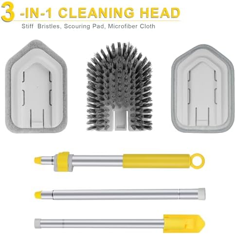 Lalafancy Baseboard Cleaner Tool with Handle 3 Reusable Cleaning Brush Pads - Image 6