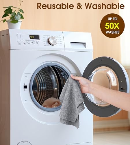Microfiber Cleaning Cloth Roll, 100 Pack 12 x 12 Inch Tear Away Reusable Paper Towels, Thick Cleaning Towels, Absorbent Lint Free Washable Rags for Kitchen, Car, Garage and Workshop - Gray - Image 7
