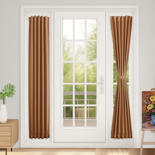 Vatge Terracotta Side Light Curtains for Door Windows - Burnt Orange Sidelight Curtains for Front Door, 1 Panel, W12 x L72, Terracotta by Vatge