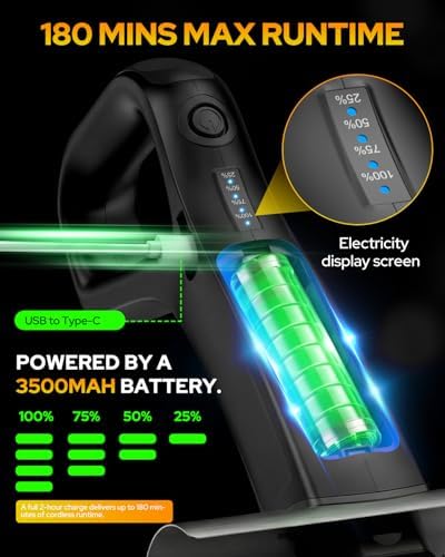 2026 Electric Grill Brush with 2 Brush Heads, 800RPM 25kgf High Torque BBQ Cleaner, 3500mAh Battery, 180 Mins Long Runtime, Extended Handle, Works as Grill Scraper for Tough Grease - Image 6