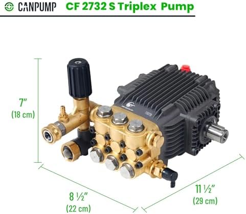 Canpump CF 2732 S: 2700 psi @ 3.2 US gpm, 24 mm Shaft Pressure Washer Pump - Image 2