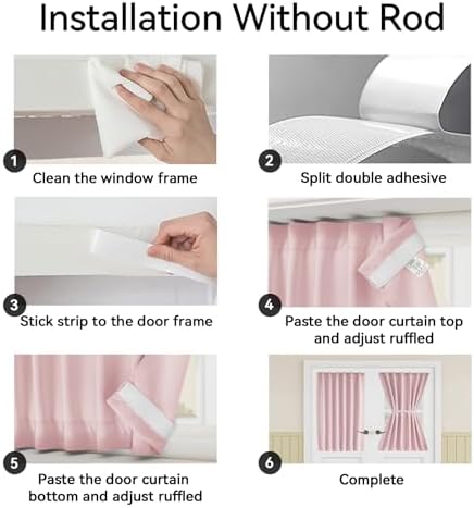 Vatge Sidelight Curtains for Front Door, Sidelight Curtains for Narrow Door Window, 1 Panel, W12 x L72, Baby Pink - Image 3