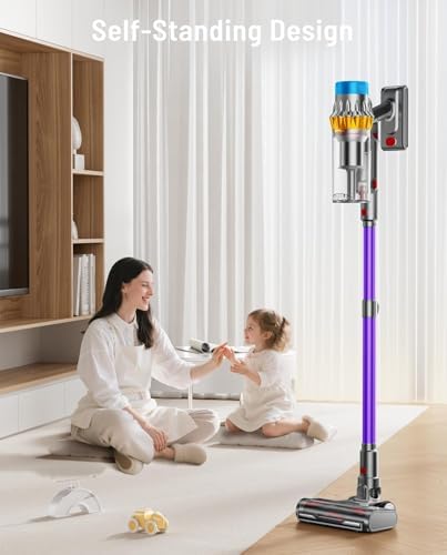 Cordless Vacuum Cleaner, 650W 55KPA 75Min Powerful Vacuum Cleaners for Home, Self-Standing Stick Vacuum Cordless Rechargeable/ Anti-Tangle/OLED Screen/1.8L Cup for Home Pet Hair/Carpet/Hardwood Floor - Image 4