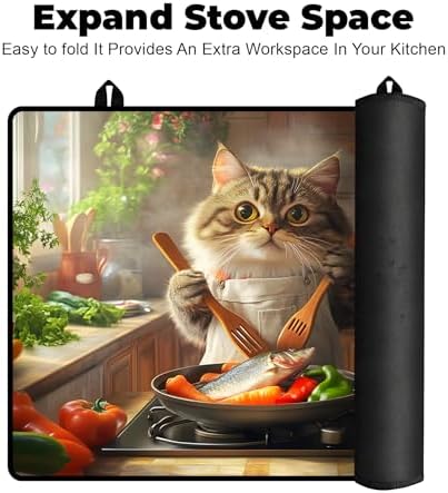 Heat-resistant Stove Top Cover - 28.5" X 20.5" Cooktop Protector Covers, Scratch-resistant Washable Pad Kitchen Countertop Mat (Cat, 28.5" x 20.5") - Image 6