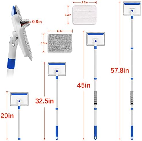 Baseboard Cleaner Tool with Handle, Wall Cleaner with Extendable Long Handle ,Door Frame Cleaning Tool Including 4 Reusable Cleaning Pads. Quick Clean Baseboard Cleaning, Ceiling and Wall. - Image 2