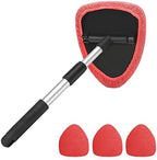 Extendable Car Windshield Cleaning Tool with Microfiber Pads, Red by AUKEPO
