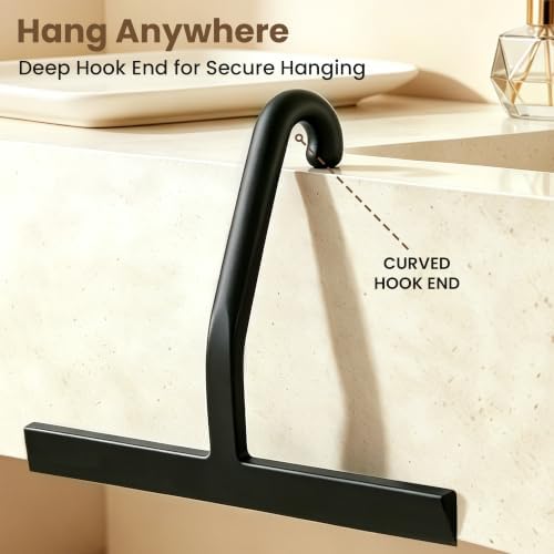 10 Inch Silicone Shower Squeegee for Glass Doors, Streak-Free, Black - Image 4