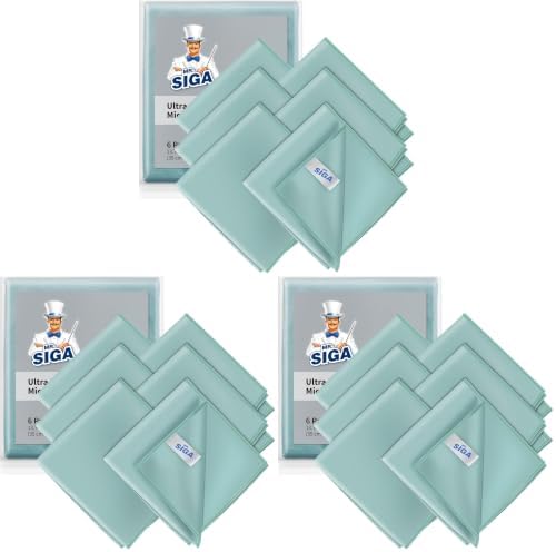 MR.SIGA Ultra Fine Microfiber Cloths for Glass, Pack of 18, 35 x 40 cm 13.7" x 15.7" by MRSIGA