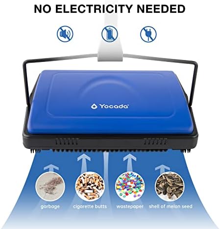 Yocada Manual Carpet Sweeper Cleaner Hand Push Non-Electric Dark Blue - Image 2