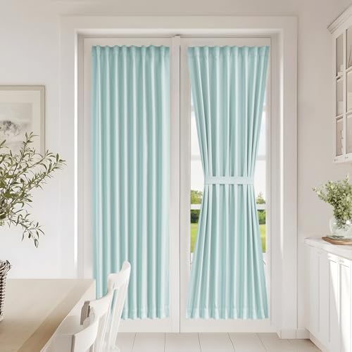 Vatge French Door Curtain Front Door Curtains for Glass Window,Sidelight Curtains for Front Door, 1 Panel, W25 x L72, Aqua by Vatge