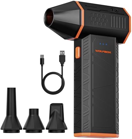 WOLFBOX MegaFlow 50 Compressed Air Duster, 110,000 RPM, 3-Gear Adjustable by WOLFBOX