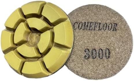 Diamond Floor Polishing Pads, 3 Inch Resin Bond Hook and Loop Polishing Pucks for Concrete, Terrazzo, Marble, Granite, Grit 3000, 3PCS by ComeFloor