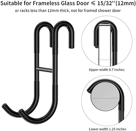 Black 14-Inches Stainless Steel Shower Squeegee Set, Include Shower Door Hook, Adhesive Hook and Spare Silicone Blade, Window Squeegee for Shower Glass Door, Bathroom, Mirror, Window and Car Glass - Image 4