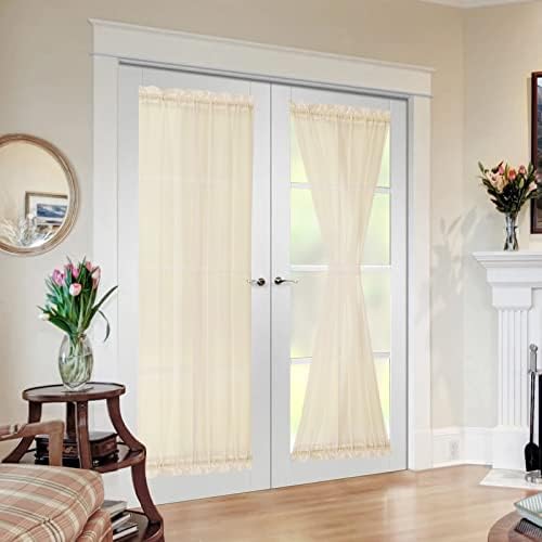 MIULEE Cream Beige 40 x 72 Inches Sidelight Sheer Curtains for French Door by MIULEE