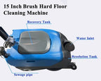 Emotor 15'' Foldable Walk Behind Floor Scrubber Machine Hand Push Scrubber Machine for Industrial Commercial Usem,Upgrade Automatic Water Flow, Machine Size 32"X18"X25"(Blue) - Image 5