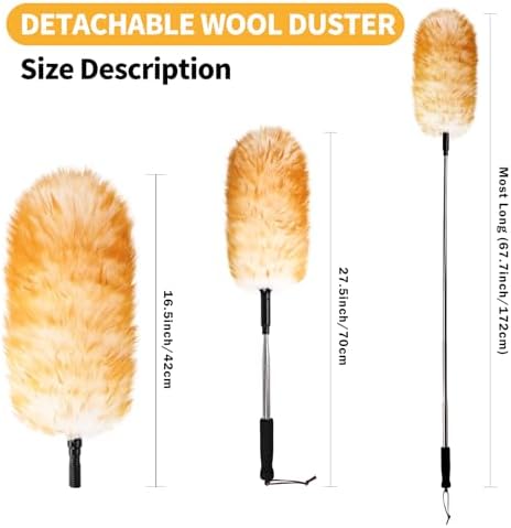 Extendable Cleaning Duster,66.9Inch Telescoping Feather Dusters with Stainless Steel Extension Pole for Cleaning High Ceiling Fan, High Ceilings,Furniture - Image 2
