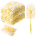Vesici 100 Pcs Duster Refills Compatible with Swiffer Dusters Bulk Disposable Replacement Thickened with 1 Handle Heavy Duty for Cleaning, Office (Yellow) by Vesici