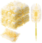 Vesici 100 Pcs Duster Refills Compatible with Swiffer Dusters Bulk Disposable Replacement Thickened with 1 Handle Heavy Duty for Cleaning, Office (Yellow) by Vesici