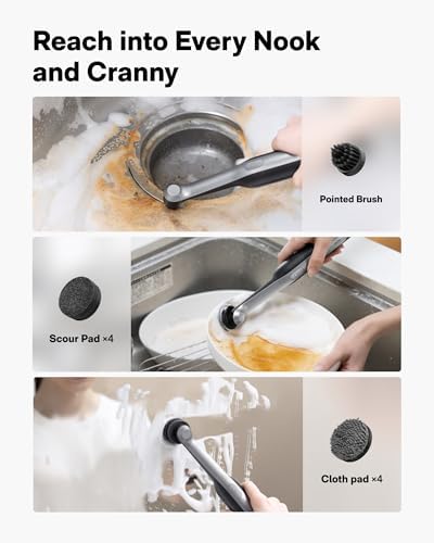 HOTO Wand™ Cordless Spin Scrubber, Electric Grout Brush, 12 Brush Heads - Image 4