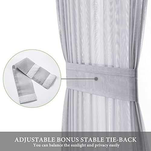 MIULEE Light Grey 25 x 72 Inches Sidelight French Door Sheer Curtains - Image 3