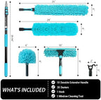 High Ceiling Duster Kit with 3-8FT Heavy Duty Extension Pole, Reaches Up to 13FT, Includes Microfiber Feather Duster, Cobweb and Ceiling Fan Duster, Window Squeegee Cleaner & Skylight Hook (8FT) - Image 4