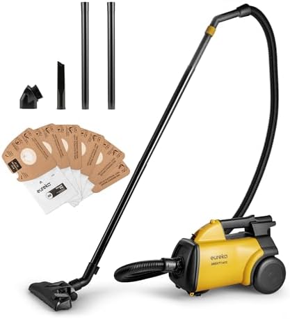 Eureka 3670M Canister Cleaner, Lightweight Powerful Vacuum for Carpets and Hard Floors, w/ 5bags,Yellow by Unknown