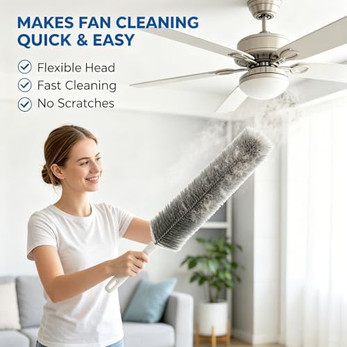 Bendable Microfiber Head,Reusable Dust Remover，Fan Cleaning Brush Washable and Reusable; Suitable for Ceiling Fan Blades, Blinds, Air Conditioner Vents, and Car Interiors (Black-2pcs) - Image 4