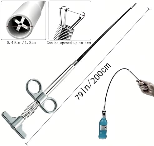 Drain Snake, Drain Clog Remover - Gutter Cleaning Tools Drain Cleaner for Toilet Sewer Shower Kitchen Bathroom Tub Clogged Drains Opener Cleaning Tool, Flexible Grabber Claw Pick Up Reacher (79 inch) - Image 2