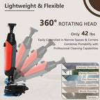 Portable Commercial Floor Scrubber, 360° Rotating Walk-Behind Mini Floor Cleaner, 16.9" Wide for Wood, Vinyl, Terrazzo, PVC, Marble - Professional Cleaning Machine,Red - Image 2