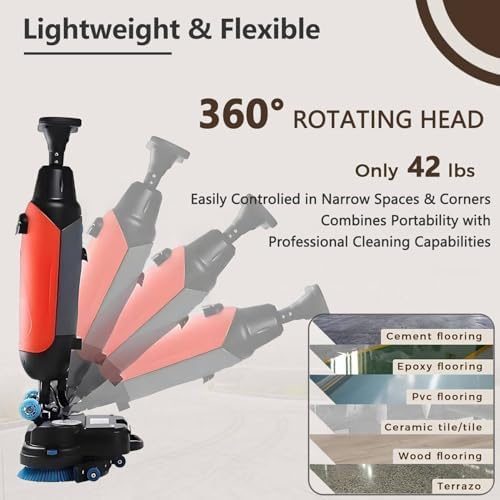 Commercial Electric Floor Cleaner, Walk-Behind Scrubber Polisher Machine, Heavy-Duty Floor Washer for Home Kitchen, Efficient Floor Buffer for Commercial Use, White,White - Image 2
