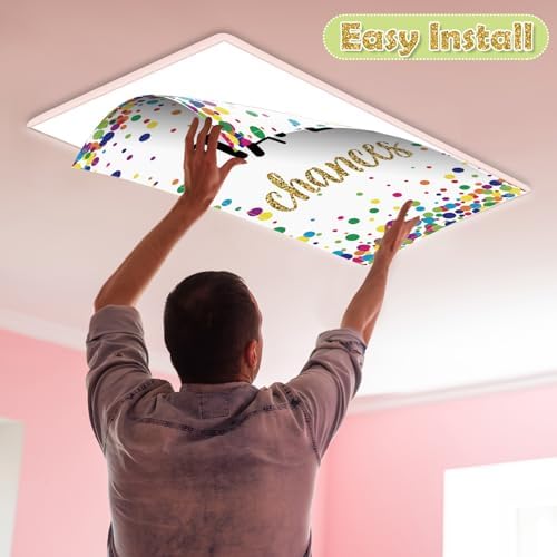 4pcs Classroom Fluorescent Magnetic Light Covers,2x4 FT Colorful Confetti - Image 4