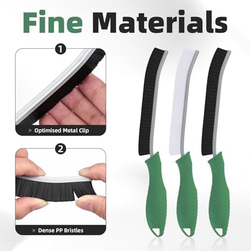 FOOGWEE Hard Bristle Crevice Cleaning Brush - Cleaning Supplies - Grout Cleaning Brushes for Household Use - Crevice Cleaning Tool for Bathroom, Home and Kitchen (3, Green) - Image 4