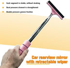 2PCS Car Side Mirror Squeegee, Retractable Vehicle Rear View Mirror Cleaning Wiper for Rainy Foggy Weather, Portable Auto Window Glass Cleaner Squeegee, Universal Fit (Black/Pink) - Image 6
