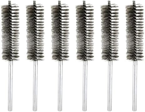 HARFINGTON 6pcs Wire Bore Brush Set 8 Inch Length 1.2 Inch Shank Stainless Steel Bristles Cleaning Brush for Clean Car Part Tube Kitchen Garage by HARFINGTON