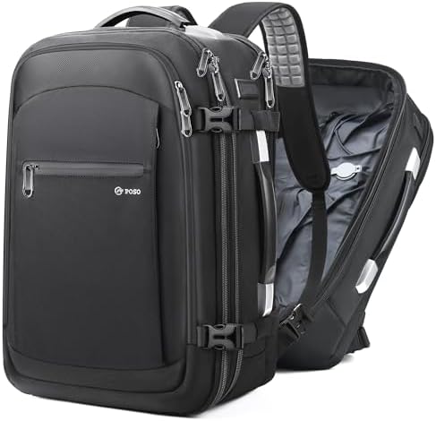 POSO Vacuum Backpack Travel, 60L Expandable Vacuum Seal Backpack with Pump & Laptop Compartment (Fits 17") by POSO