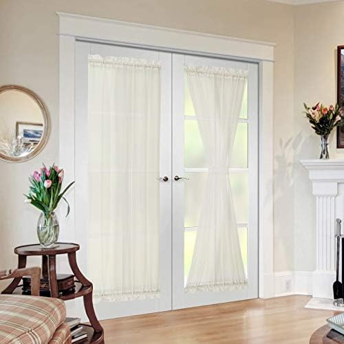 MIULEE Ivory 40 x 72 Inches Sidelight Curtains for French Door Sheer Panels by MIULEE
