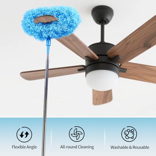 Ceiling Fan Cleaner Duster Reusable Microfiber Removable Extendable Duster with 95" Telescoping Pole for Cleaning Walls Furniture Door Window Top (Blue) - Image 6