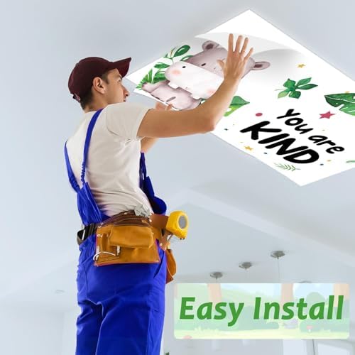 8 Pcs Fluorescent Light Covers with 80 Magnets Decorative for Classroom Ceiling Lights 4 x 2 Feet Magnetic Light Cover Filter Easy Install for Office Hospital Home Ceiling Supplies (Jungle Animals) - Image 5